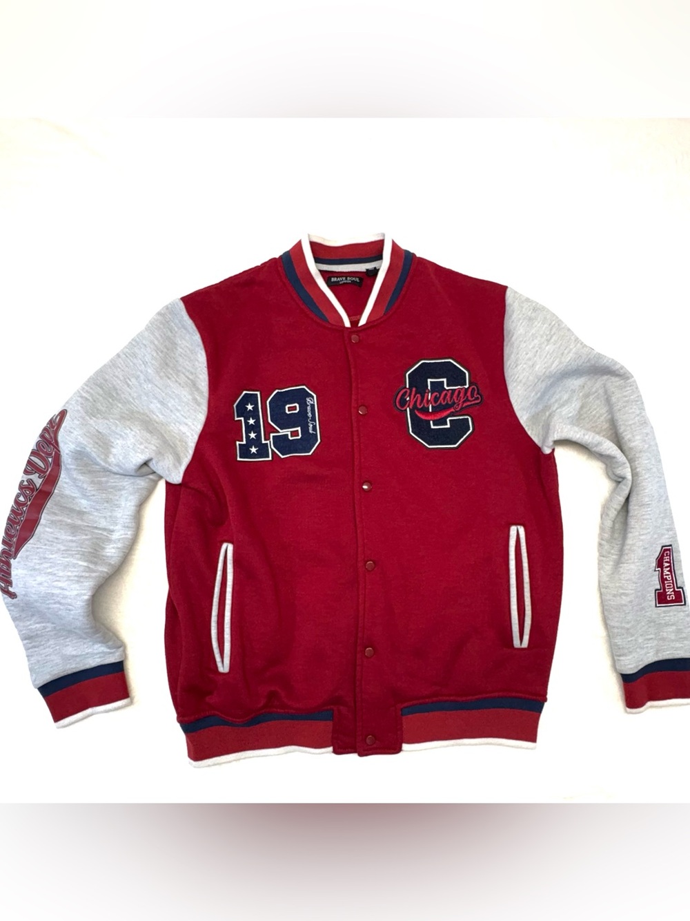 Brave Soul London Red Chicago Champions Varsity Jacket Size L